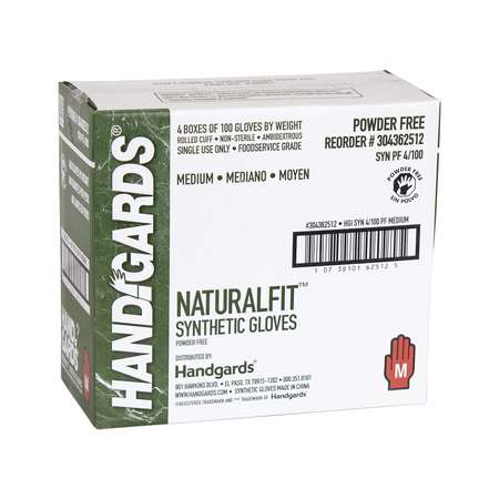 HANDGARDS Handgards Naturalfit Powder Free Medium Synthetic Glove, PK400 304362512